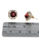 Pyrope Garnet and Diamond Square Halo Stud Earrings